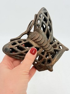 Vintage Japanese Cast Iron Butterfly Garden Lantern | Monarch Openwork