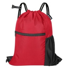 Men  Women Outdoor Sport Gym Sack Waterproof Drawstring Backpack Bag -red Red