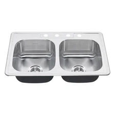 American Standard 22DB.6332284S.075 Colony Top Mount Ada 33x22 Double Bowl