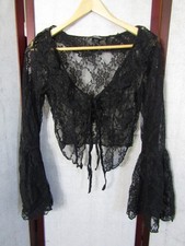 NWT Hot Topic Just Polly NY Sheer Black Lace Bell Sleeve Top Women's Size S