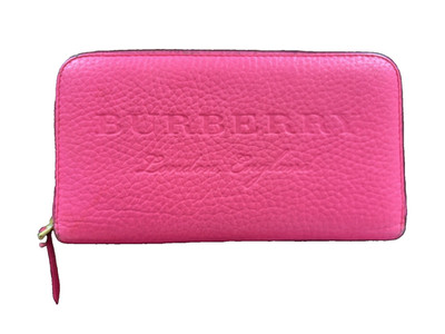 Burberry Neon Pink Grain Leather Zip-Around Wallet