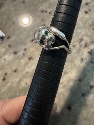 Sterling Silber Löwe Ring mit Smaragd Augen und CZ am Kragen aus Nevada Mine
