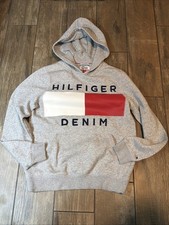 Xs Tommy Hilfiger Denim Brand Grey Hoodie Hooded Sweatshirt
