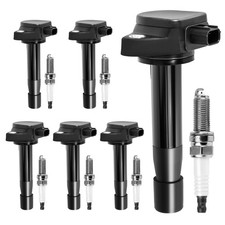 Ignition Coil Pack and Iridium Spark Plugs Set of 6 Compatible with Honda Acc...