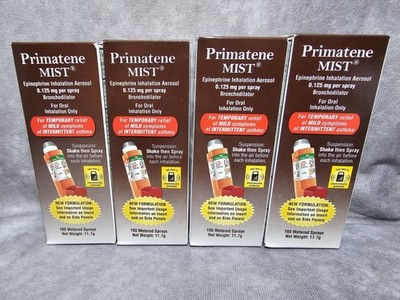 4-Pack Primatene Mist Epinephrine Inhalation Aerosol 160 Sprays New Exp 01/2027+
