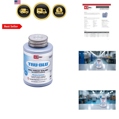 Tru-Blu Pipe Thread Sealant, Fast-Dry, PTFE Enriched, Plumbing, Designed for ...