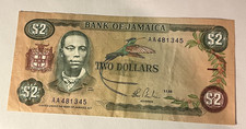 1985 Bank of JAMAICA $2 Two Dollar Banknote