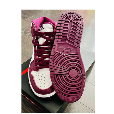 Nike Air Jordan 1 High Top Sneaker Leder Schnürung Bordeaux/Weiß EU 41