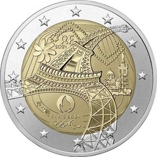 2€ FRANCIA 2024 Juegos Olímpicos y Paralímpicos París, MONEDA CIRCULADA, (LEER)