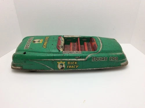 Vintage Large Marx 1948 Dick Tracy Tin Friction Police Squad Car 20" Long