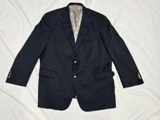 Hart Schaffner Marx Navy Blazer Metal Buttons Horse Logo Mens 46 R Made In USA