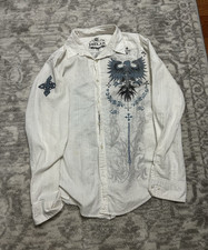 Helix Men s White Cotton Woven Button-Up Shir...