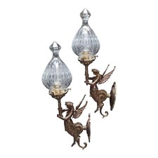 Antique Art Nouveau Brass Figural Mermaid Wall Sconce with Crystal Beaded Basket — listing 6