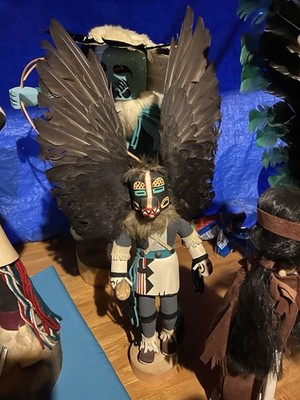 Native American Kachina Doll Figure with Large Feathered Wings