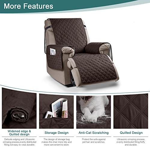 100% Waterproof Recliner Chair Cover Non-Slip Reclining Cover 23'' Chocolate - Bild 7 von 7