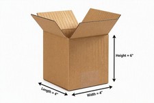 25 - 4 x 4 x 6 Corrugated Shipping Boxes - 25 Boxes