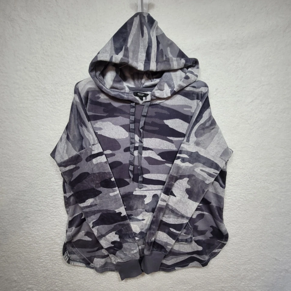 Conjunto de pijama Simply Vera Wang veludo lounge pequeno top e calça cinza bolsos camuflados - Imagem 2 de 4