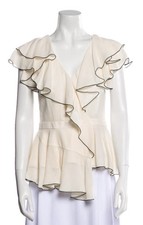 Alexander McQueen White Ruffle Peplum Blouse ...
