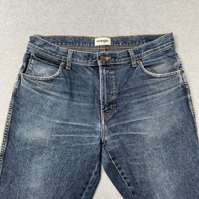 Wrangler Texas Jeans Mens 36x32 Blue Denim Faded Bootcut Western Stretch Adult