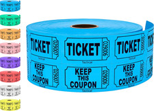 1000 Raffle Tickets, Blue 1 of 8 Colors , Double Roll, Ticket for Events, Entr