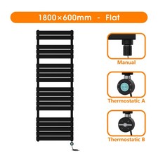 Prefilled Electric Heated Towel Rail Straight Curved Flat Panel Radiator Black