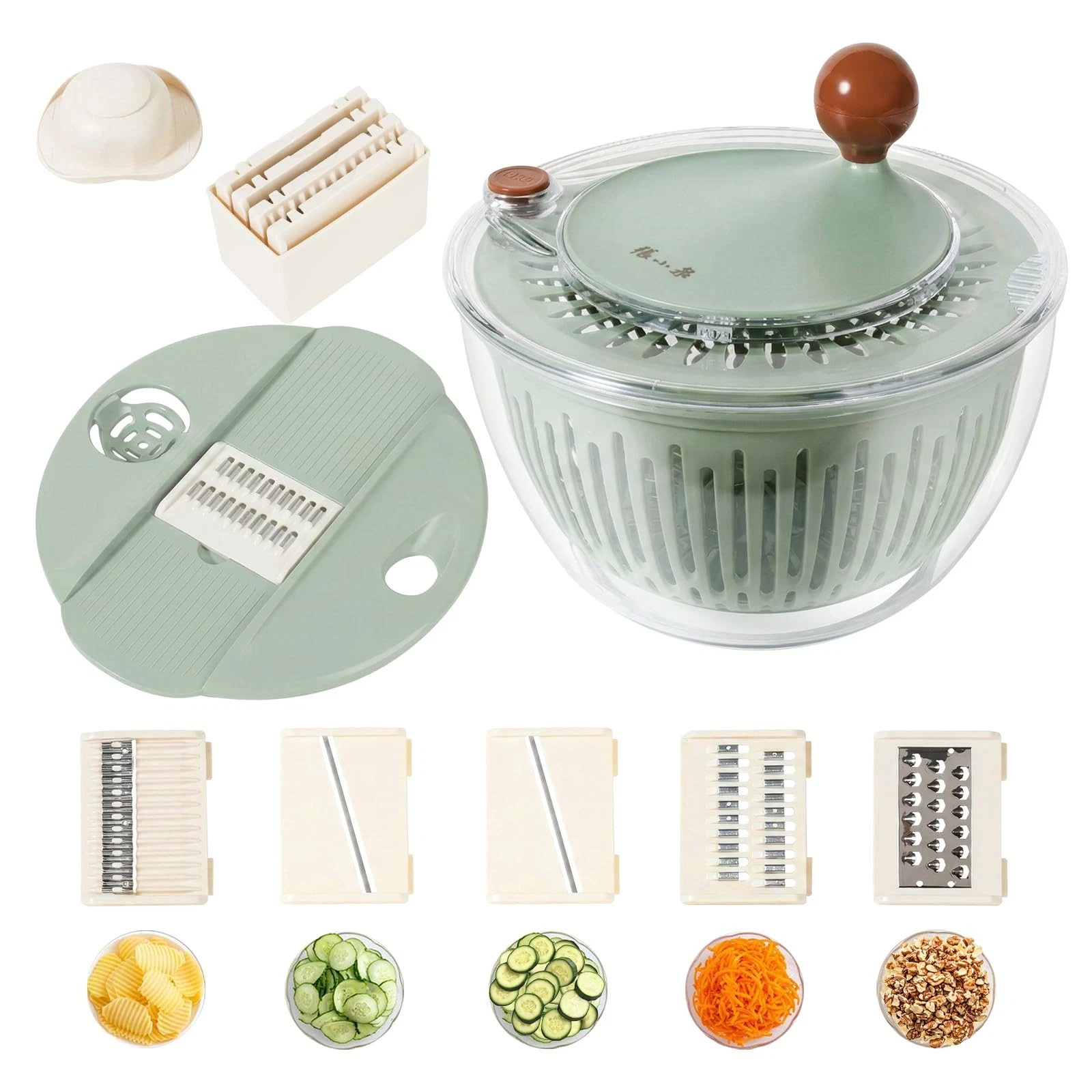 Salad Spinner Large with 5-Blade Slicer & Egg Yolk Strainer, Multifunctional ...
Opens in a new wind