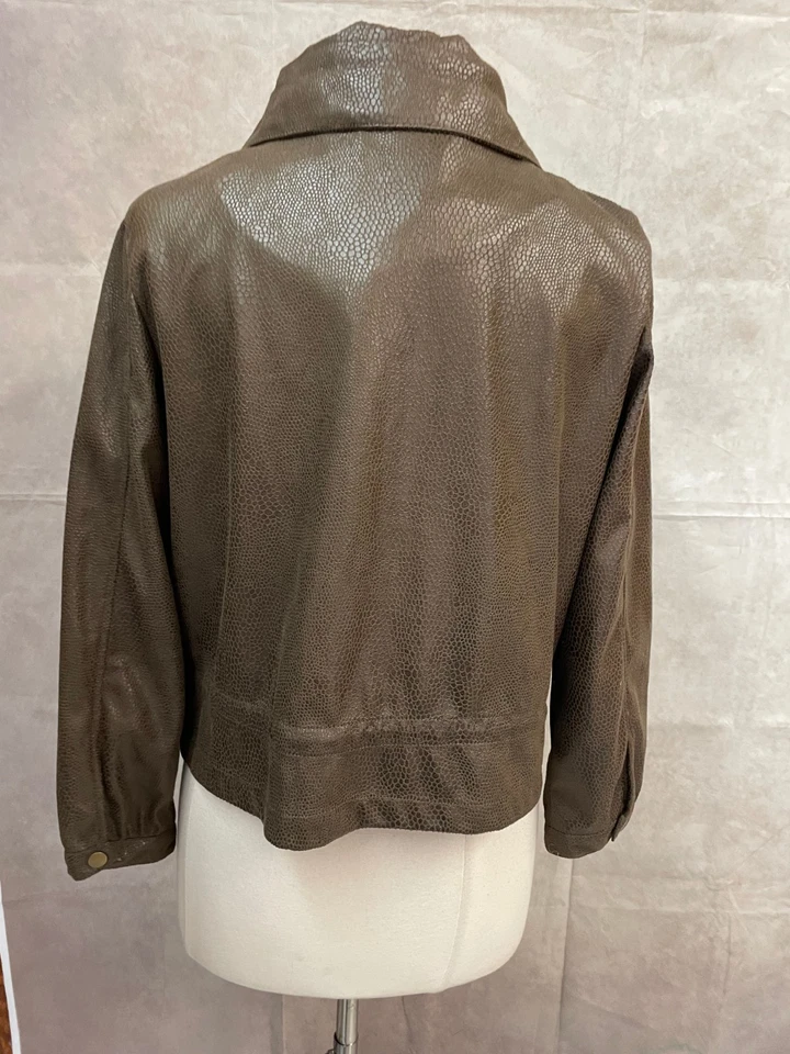 Ruby Rd. Women's Faux Leather Jacket Brown Size 14P - Image 3 of 4