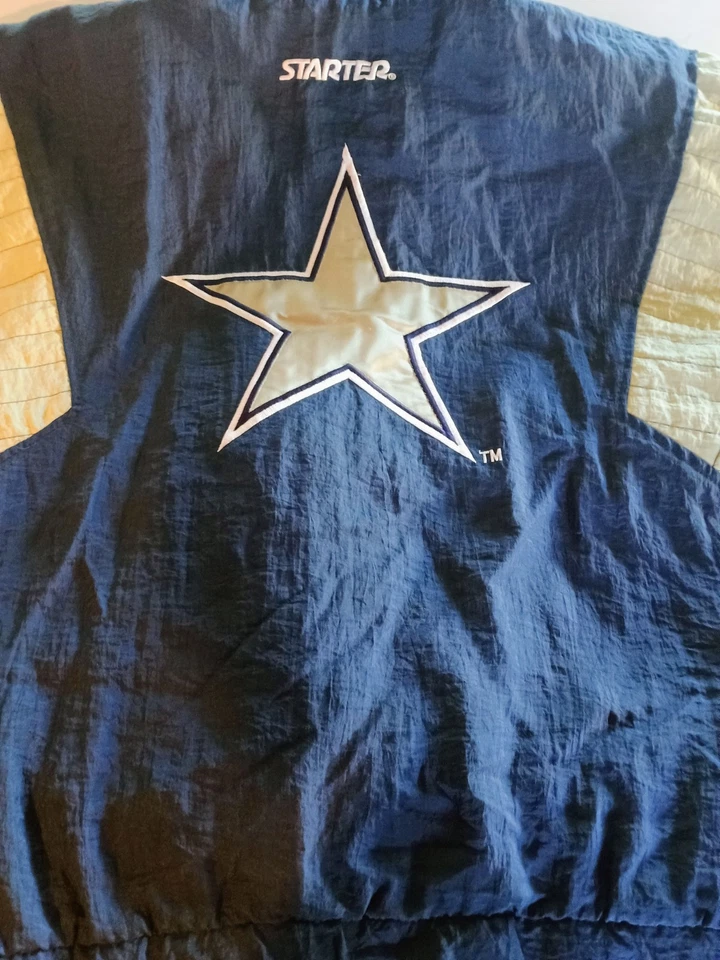 Винтажный стартер NFL Даллас ковбои Anorak куртка размер средний винтажный 1990-х молнии темно-синий - Изображение 4 из 4