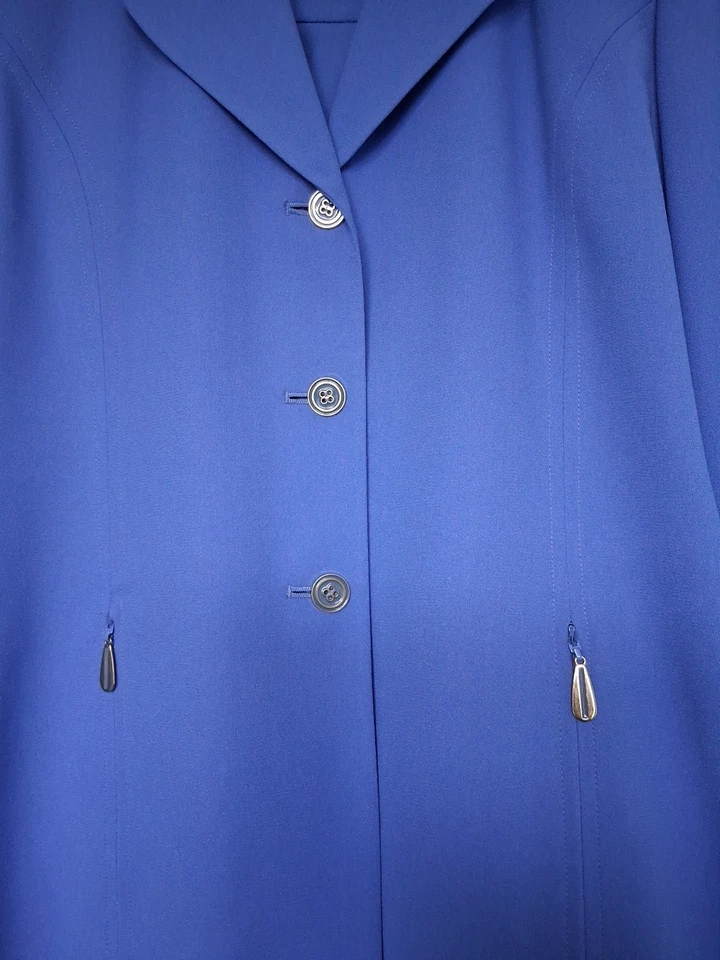 Oleg Cassini Pantalón Mujer Talla 6 Azul 2 Piezas Blazer Pantalones Forrado Bolsillos de Carrera Foto 3 de 4