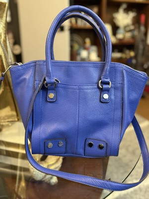 Tignanello Leather Blue Satchel Shoulder Bag Crossbody - Main Image