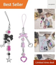 1-4PCS Cute Phone Charms Aesthetic Y2K Cell Phone Charms Strap Pink Strawberr...
