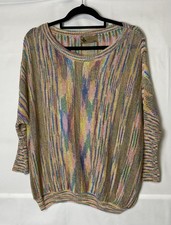 Katsumi Multicoloured Rainbow Stripe Top Oversized Summer M/L Loose Knit 