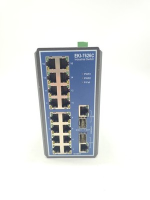 Advantech EKI-7626C Ethernet Switch   16port 10/100 + 2x Gigabit SFP, Clean Pull