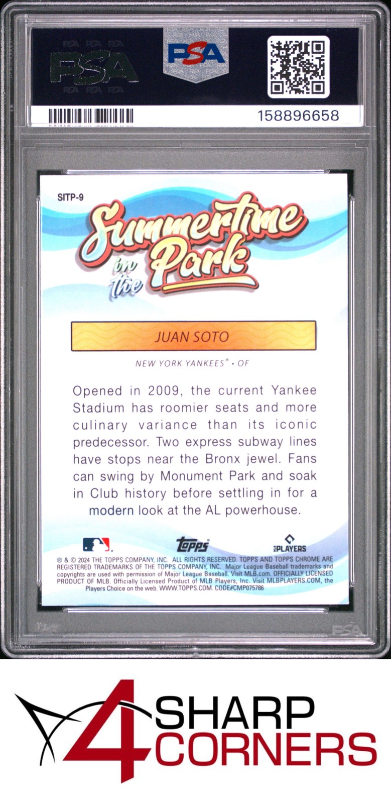 2024 TOPPS CHROME SUMMERTIME IN THE PARK #9 JUAN SOTO PSA 10 view 2