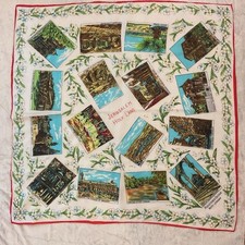 Vintage Scarf Jerusalem Holy Land Landmarks Printed Rayon Made In Japan 31 inch