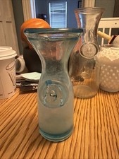 Vase carafe à vin Vetreria Etrusca verre vert fleur de lis 1000 ml 11"