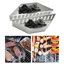 2 Pieces Silver BBQ Grill Baskets  Holder Accessories Grilling Container