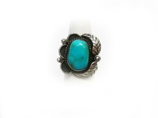 Handcrafted Turquoise Silver Ring Size 5