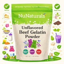 NuNaturals Unflavored Beef Gelatin Powder, Instantly Thickens, Stabilizes...