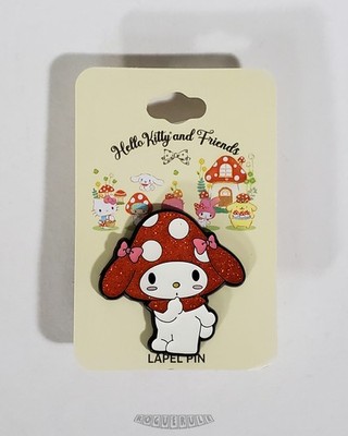  Hello Kitty - My Melody Mushroom Hat Glitter Enamel Pin - Sanrio - 2023 New!