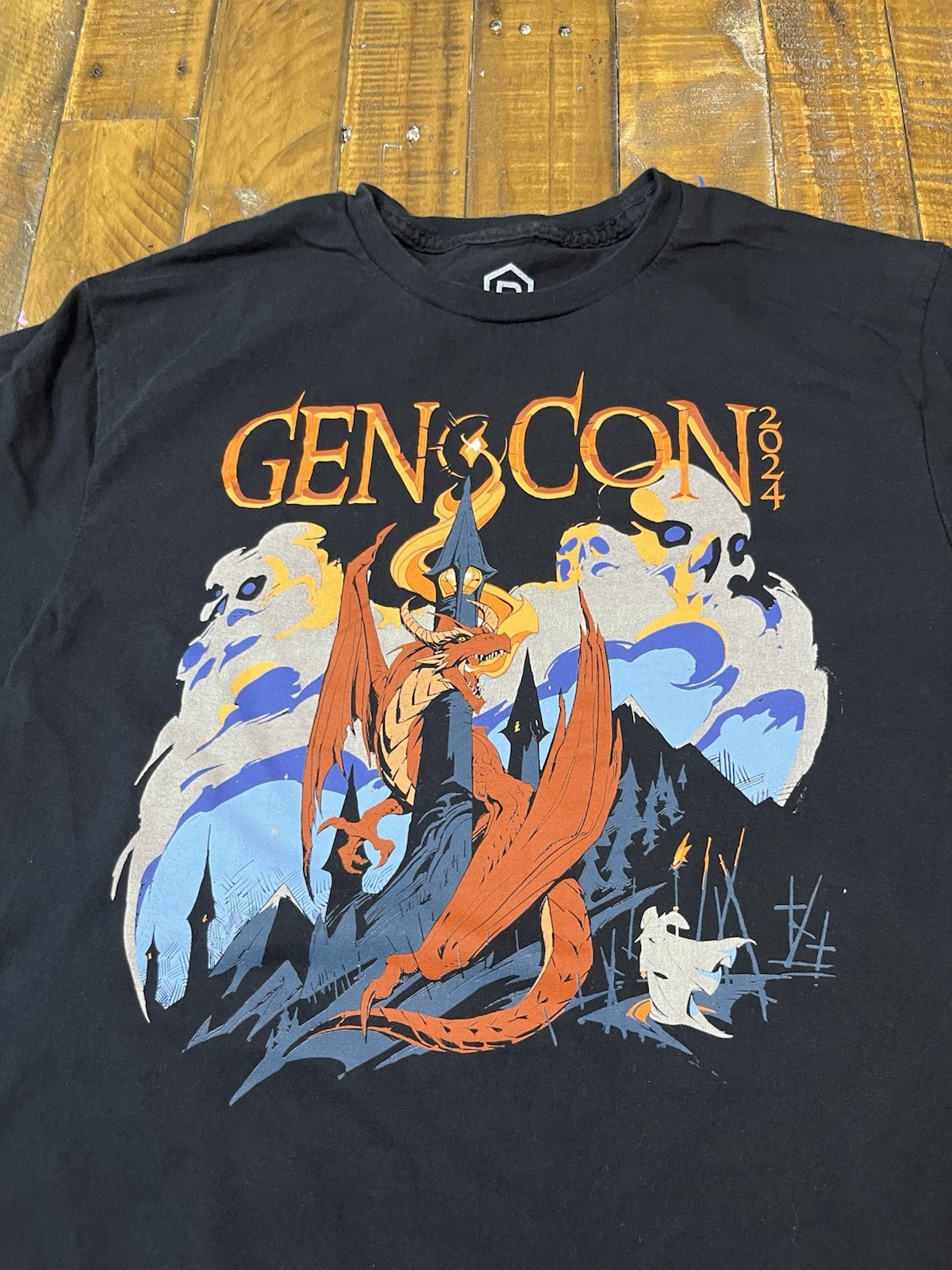Gen Con Shirt Mens Medium Black Indy Gamers Unite Convention T-Shirt Dragon