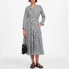 Madewell Midi Shirtdress in Stripe Deep Forest Size 10