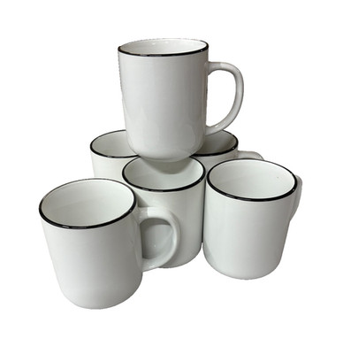 12er Set Tassen Pure Living Scandi 300ml Becher  Kaffeetassen Geschirr Weiß