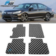 Fits 13-17 Honda Accord Front Rear Anti-Slip Checkered Flag Carpet Floor Mats
