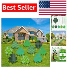 10 Shamrock Yard Signs Set - Vibrant St. Patrick's Day Outdoor Decor with Stakes
