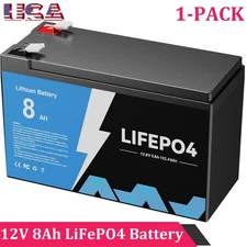 1-PACK 12V 8Ah LiFePO4 Deep Cycle Battery Energy for RV, Solar, Marine,Home New