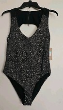 NWT Nike Swim Move To Zero O-Back One Piece Swimsuit Black white Women  s Size XL