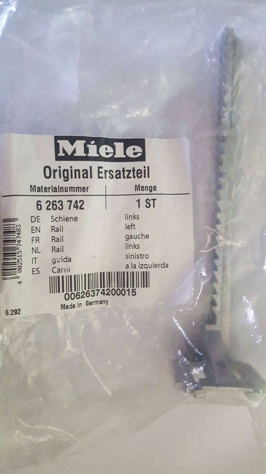 Miele dishwasher toe kick rail right 6263752, rail Left 6263742 eBay