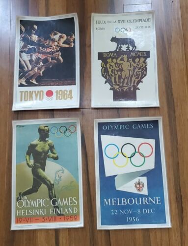 Set Of 4 Olympic Games Poster Placemat Antik Print Rare Amsterdam - free ship