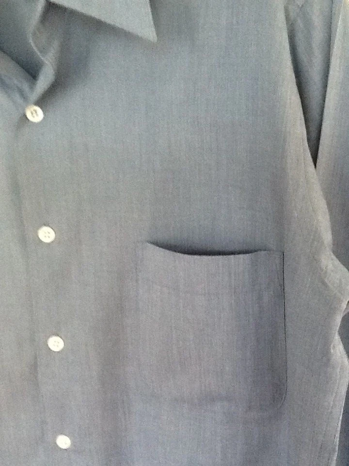 BILL BLASS 长袖男式纽扣前衬衫 15 32-33 蓝色 — 第 2/3 张图片